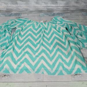 Dia Mint Chevron Print Off The Shoulder Dress sz 2XL